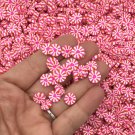 10mm Pink + Red Peppermint Polymer Clay Candy Valentine Heart Sprinkles (Bag: 30 Grams)