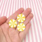 Lemon Yellow Jumbo 20mm Peppermint Starlight Mint Candy Cabochons, Thin Cut (10 Large Pieces)