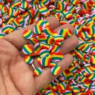 10mm Rainbow Striped Round Polymer Clay Round Confetti Sprinkles, Fake Sprinkles (Bag: 30 Grams)