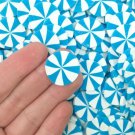 Turquoise Blue Jumbo 20mm Peppermint Starlight Mint Candy Cabochons, Thin Cut (10 Large Pieces)