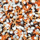 PEANUT BUTTER CUP Mix, Orange, Brown, and White Rounds, Polymer Clay Fake (Bag: 15 Grams) PEANUT BUTTER CUP Mix, Orange, Brown, and White Rounds, Polymer Clay Fake (Bag: 15 Grams)