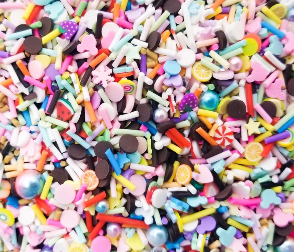 KITCHEN SINK SPRINKLES, Random Assortment Pastel Polymer Clay Fake Sprinkles (Bag: 30 Grams)