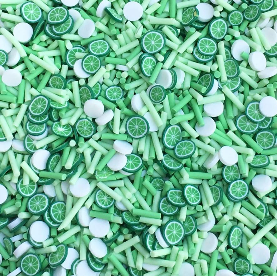 KEY LIME PIE Mix Polymer Clay Fake Sprinkles, Decoden Funfetti Jimmies (Bag: 15 Grams)