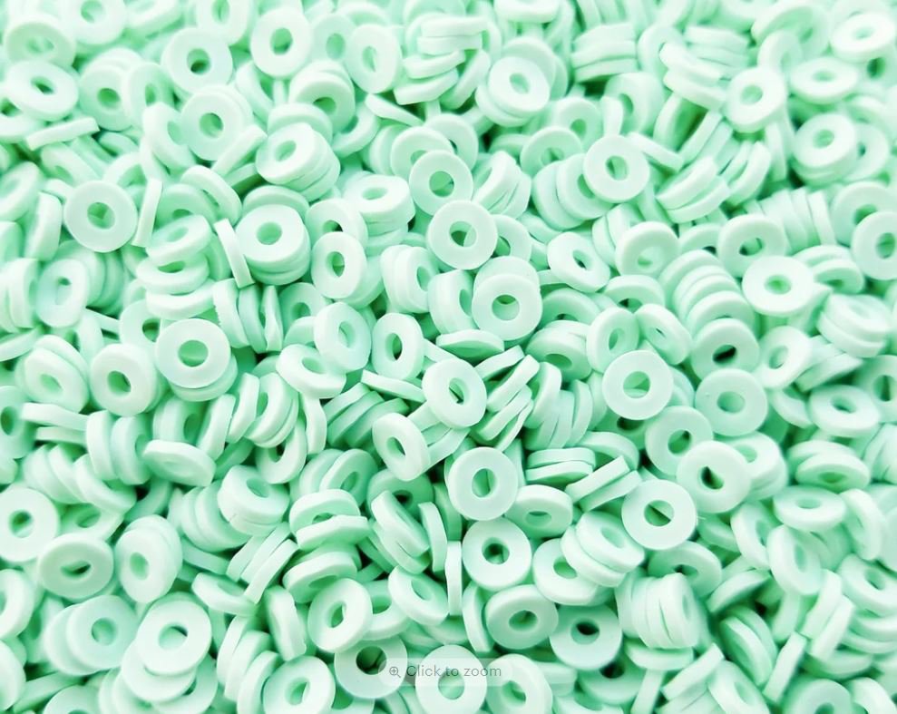 Pastel Mint Green Donut Loop Ring Polymer Clay Dessert Candy Slice Sprinkles (Bag: 15 Grams)