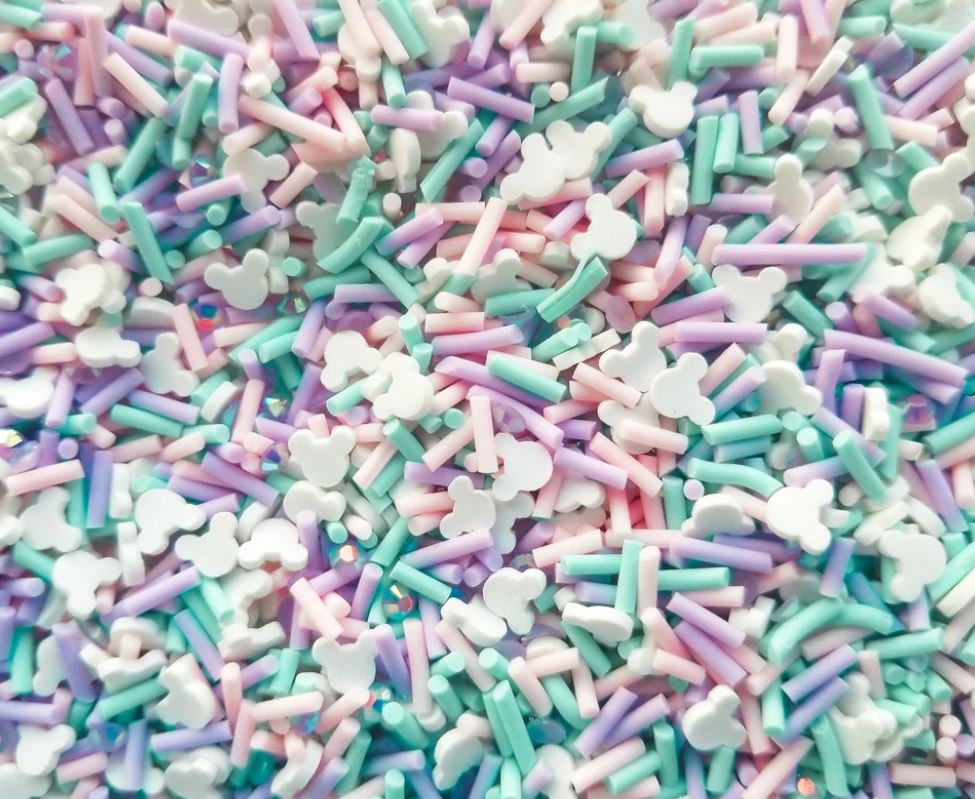 AURORA Mouse Ears Mix, White Mouse Ears Sprinkle Mix with Rhinestones and Pastels (Bag: 15 Grams)