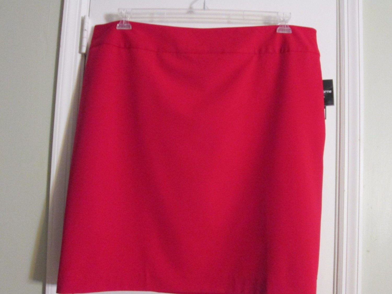 Liz Claiborne Career Red Curvy Fit Pencil Skirt Double Kick Pleats Plus ...