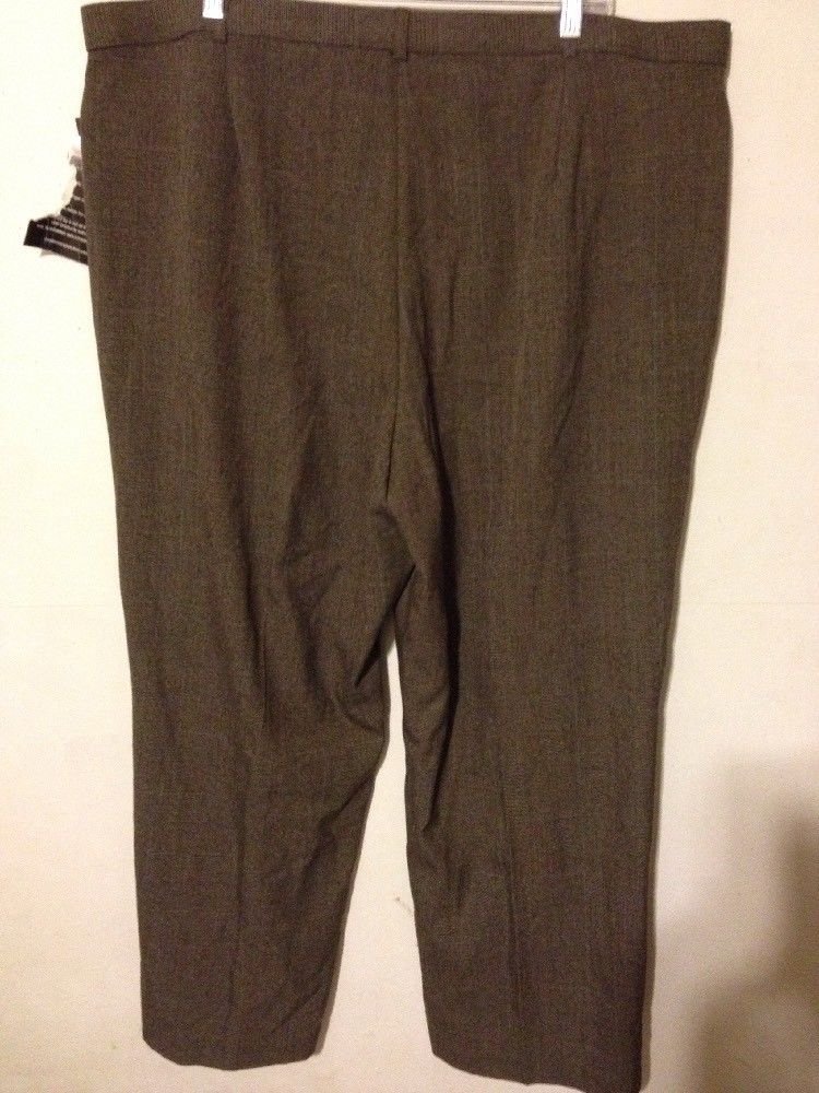 NWT BRIGGS NEW YORK Womens Dress Pants Slacks Gray Brown 22W Short 22WS Slimming