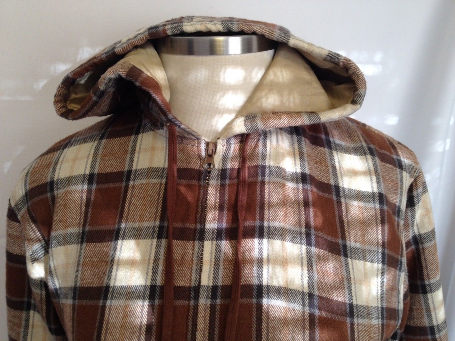 MACHINE CLOTHING COMPANY Mens Insulated Flannel Jacket Zip Up Brown