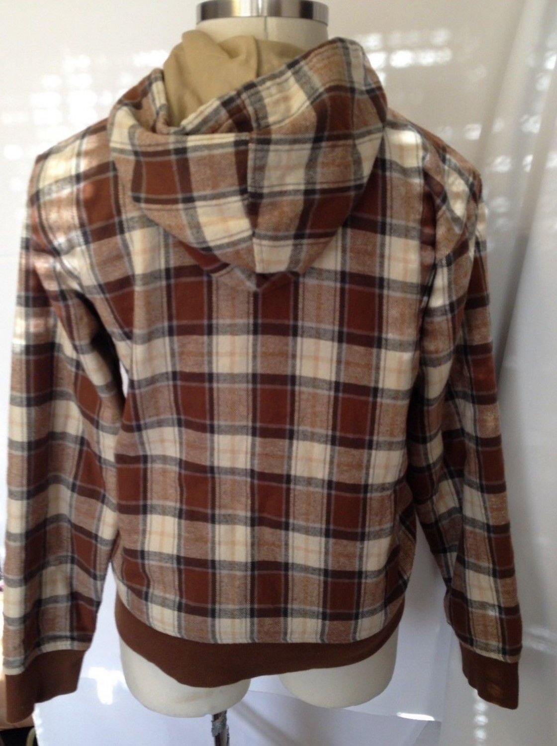 MACHINE CLOTHING COMPANY Mens Insulated Flannel Jacket Zip Up Brown ...