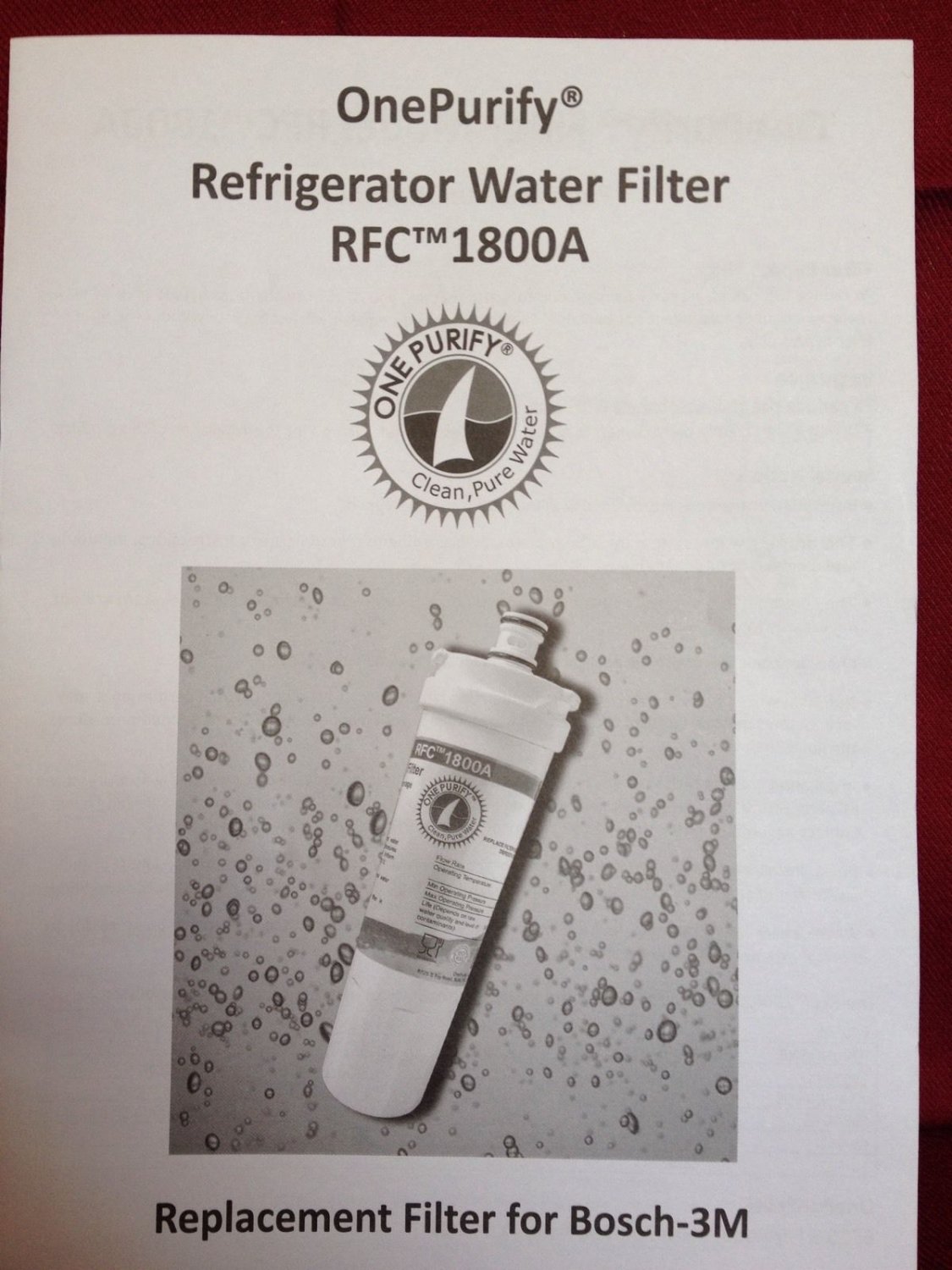 BRAND NEW SEALED ONEPURIFY RFC1800A RFC 1800A Refrigerator Water Filter ...