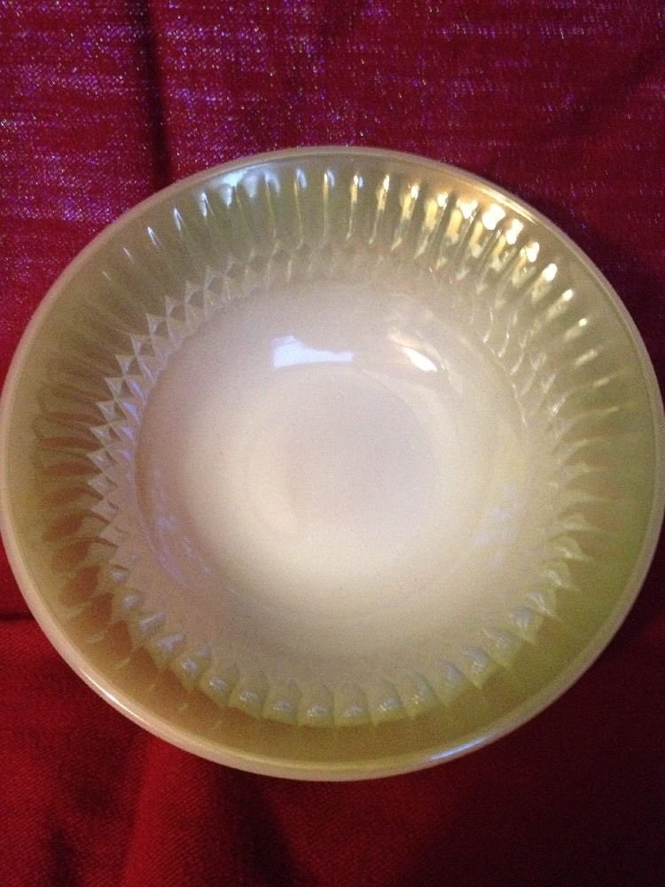 FEDERAL Glassware Soup Cereal Bowl Green Moonglow Greenbrier Iridescent USA