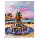 Charleston SC Pineapple Fountain Oil Painting by Ginette Callaway