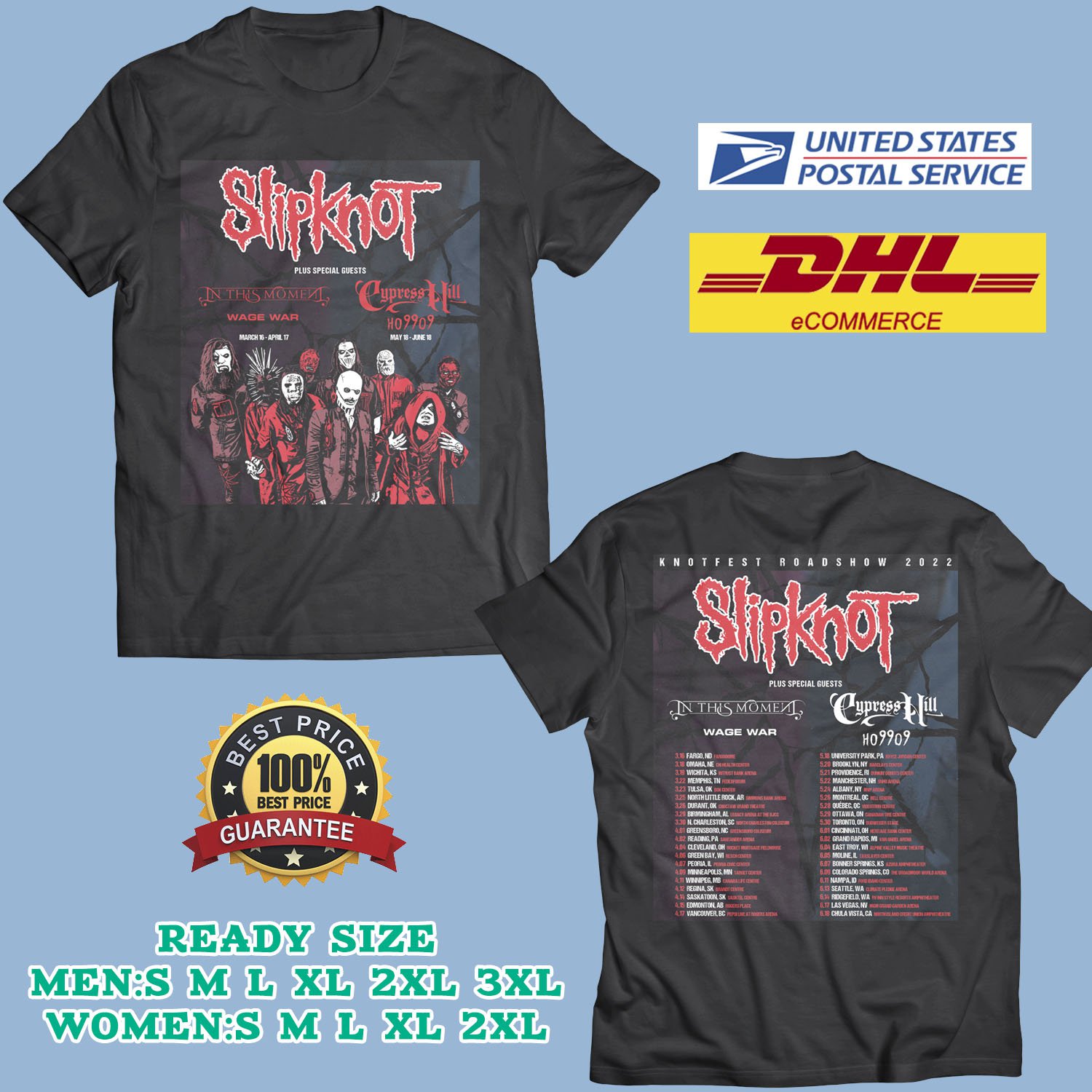 2022 GRAB SLIPKNOT KNOTFEST ROADSHOW NEW LINEUP N.AMERICAN TOUR BLACK ...