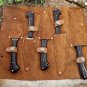 5 piece Kitchen knife set, full tang hand forged Damascus steel, Leather sheath