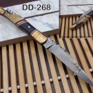 Laguiole Corkscrew Santiago Damascus Steel Pocket Knife with Leather sheath