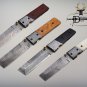 7.5" Tanto blade folding knife, Hand forged Damascus steel, Cow Leather sheath