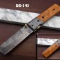 7.5" Tanto blade folding knife, Hand forged Damascus steel, Cow Leather sheath