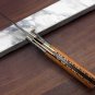 7.5" Tanto blade folding knife, Hand forged Damascus steel, Cow Leather sheath