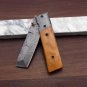7.5" Tanto blade folding knife, Hand forged Damascus steel, Cow Leather sheath