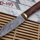 10"Long hand forged Twist pattern Damascus steel hunting Knife Rose wood round