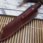 10"Long hand forged Twist pattern Damascus steel hunting Knife Rose wood round