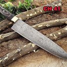 14" long Damascus steel chef Knife, 9" full tang blade, 2 tone Dollar wood scale