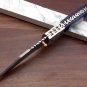 Blue Bone Damascus Folding Knife, Thumb knob, Leather sheath, Engraved Bolster
