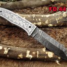 8" long Hand engraved steel scale folding Knife, custom made 3.5" Hand Forged