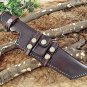 Tracker Knife 14" Full Tang Damascus Steel Tanto balde, Rose Wood, Cow sheath