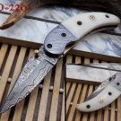 7"long Damascus steel Folding Knife with camel bone scale custom made 3"