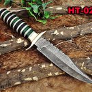 12" Long hand forged Damascus steel Hunting Knife, Sliced dollar wood