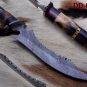 13" long custom made Hand Forged Damascus Steel dagger Knife horn bone brass
