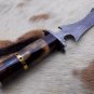13" long custom made Hand Forged Damascus Steel dagger Knife horn bone brass
