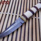 Damascus steel skinner knife Camel bone bars on Olive wood Scale Hand Forged