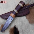 9″ hand forged Damascus steel skinning Knife with 4.5″ blade,Rose wood, camel bo