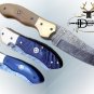 8" Tanto blade Damascus steel folding knife, Thumb pin, liner lock, Cow sheath