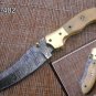 8" Tanto blade Damascus steel folding knife, Thumb pin, liner lock, Cow sheath