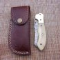 8" Tanto blade Damascus steel folding knife, Thumb pin, liner lock, Cow sheath
