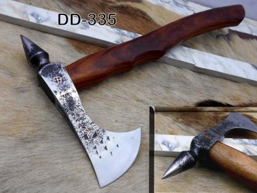 Tomahawk Axe bearded hiking battle axe, High carbon steel, Rose wood scale