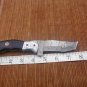 8" Tracker Folding Damascus knife, Engraved bird bolster, Liner lock, Cow sheath
