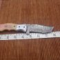 8" Tracker Folding Damascus knife, Engraved bird bolster, Liner lock, Cow sheath