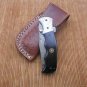 8" Tracker Folding Damascus knife, Engraved bird bolster, Liner lock, Cow sheath