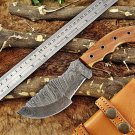 10" Tracker Knife Hand Forged Twist Pattern Full Tang Damascus Steel, Rose Wood