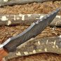 10" Tracker Knife Hand Forged Twist Pattern Full Tang Damascus Steel, Rose Wood