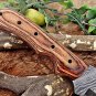 TRACKER KNIFE 13" LONG FULL TANG HAND FORGED DAMASCUS BLADE COW LEATHER SHEATH