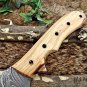 TRACKER KNIFE 13" LONG FULL TANG HAND FORGED DAMASCUS BLADE COW LEATHER SHEATH