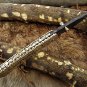 7" Damascus Blade Custom made Folding Knife w/Engraved Brass & Steel Handle,Lock