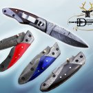 8" Hand forged Damascus steel folding knife with Pocket clip & Damascus Bolster
