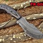 TRACKER KNIFE 10" LONG FULL TANG HAND FORGED DAMASCUS BLADE IN 3 SCALES, SHEATH