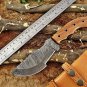 TRACKER KNIFE 10" LONG FULL TANG HAND FORGED DAMASCUS BLADE IN 3 SCALES, SHEATH